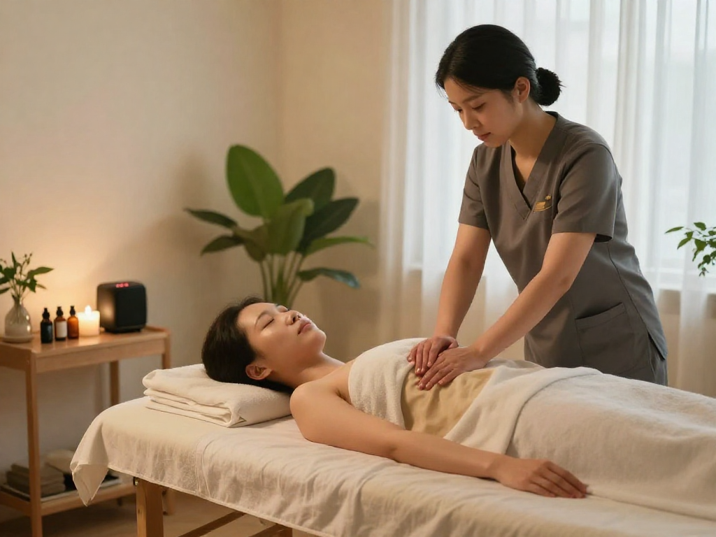 Relaxing 부평출장마사지 session in a peaceful home setting with a professional therapist.