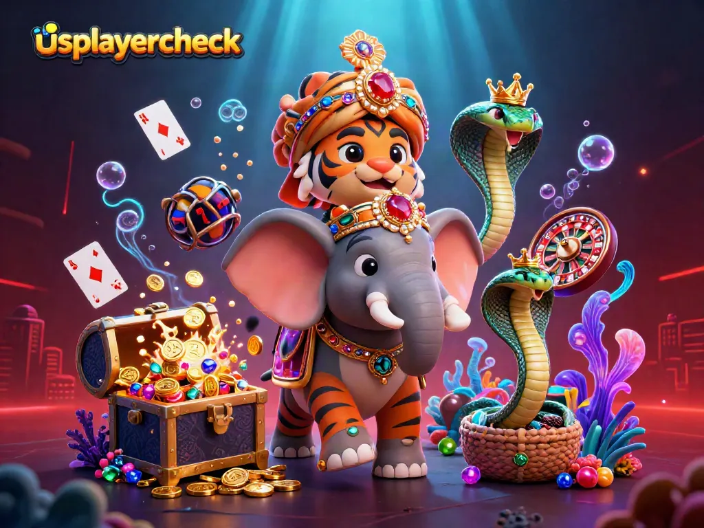 Experience the thrill of winning at usplayercheck, featuring vibrant casino elements like slot reels and a roulette wheel.