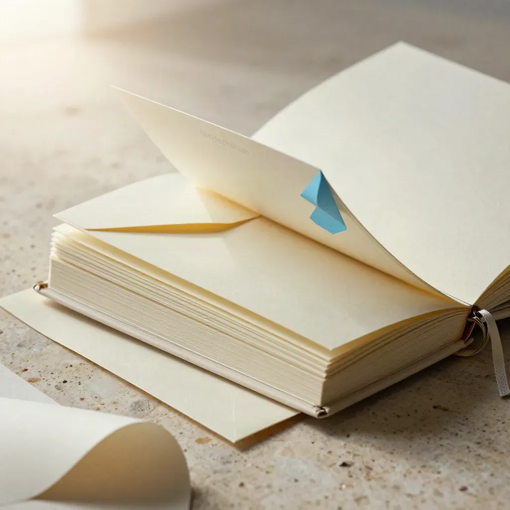 Spiral welcome planner with tabs, sleeve, and lifted pages on pale stone.
