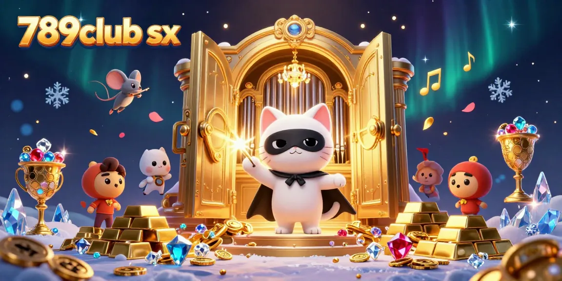 Experience excitement at 789club sx as characters celebrate with treasures and casino glam.