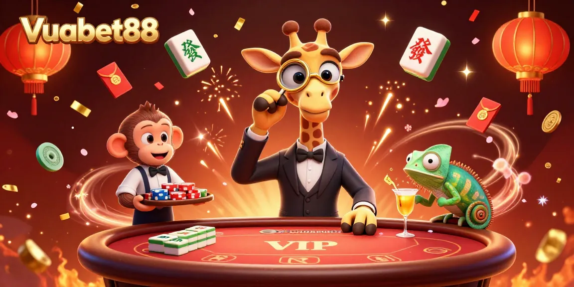 Experience thrilling wins at Vuabet88 with colorful 3D casino illustrations featuring vibrant characters and games.