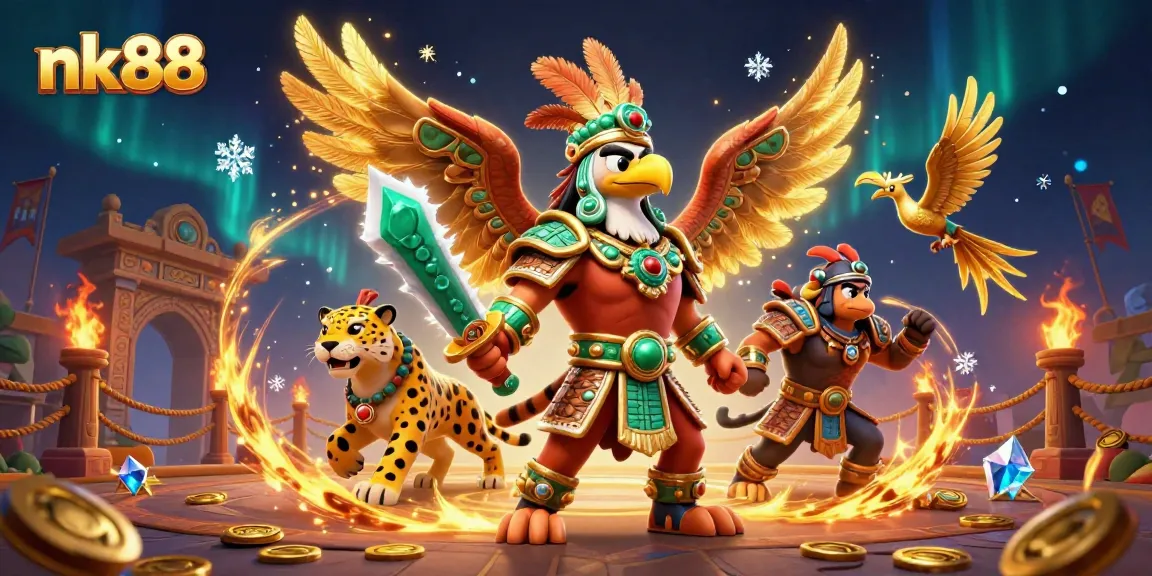 Experience the thrill of nk88 with dynamic 3D casino warriors and gold elements!