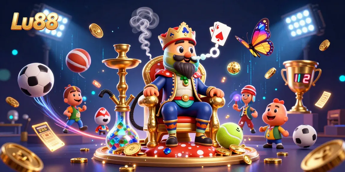 Experience thrilling gaming at Lu88 with captivating illustrations showcasing diverse casino elements.