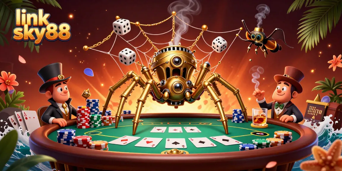 Experience exciting gameplay in link sky88 casino with steampunk characters and poker elements