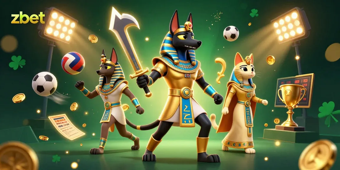 Engage in thrilling sports betting action with zbet featuring Anubis and Bastet.