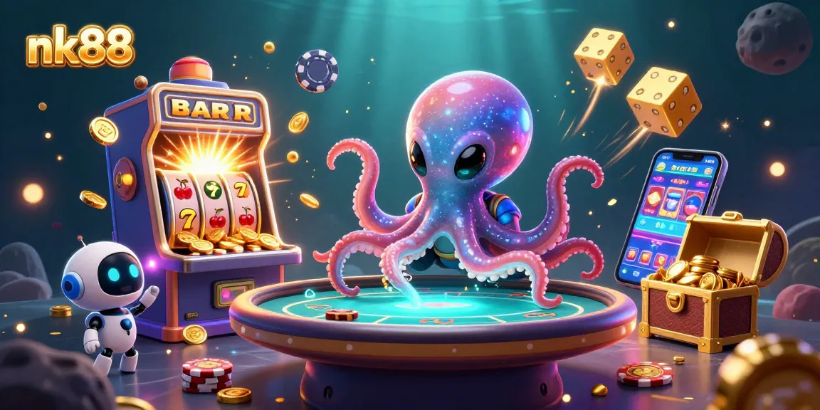 Engage in exciting nk88 games with an alien octopus at a holographic poker table