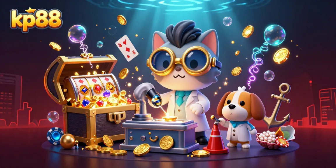 Experience the excitement of kp88 with a vibrant casino-themed scene featuring dynamic characters and gaming elements.
