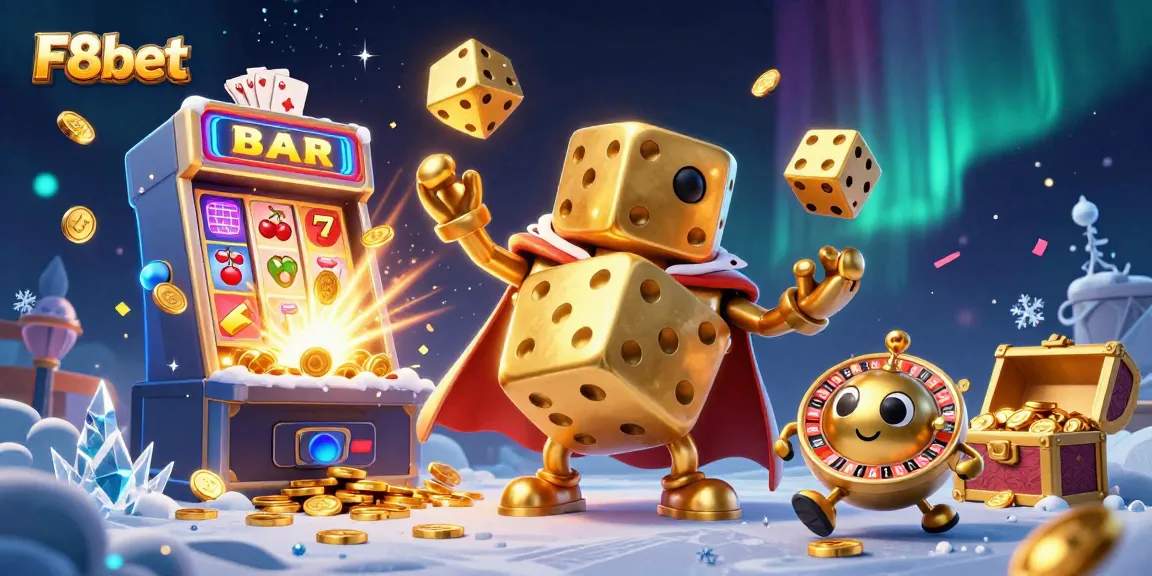 Experience thrilling gameplay with F8bet's vibrant 3D casino illustration featuring dynamic characters and elements.