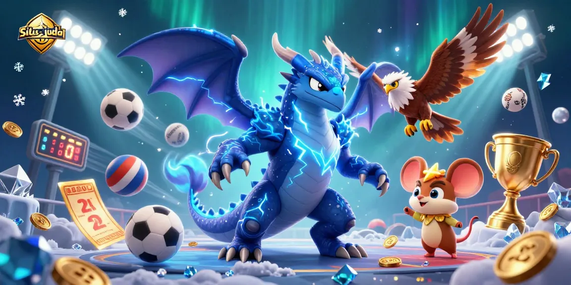 Experience exciting situs judi bola action with sports elements and vibrant characters in a dynamic scene.